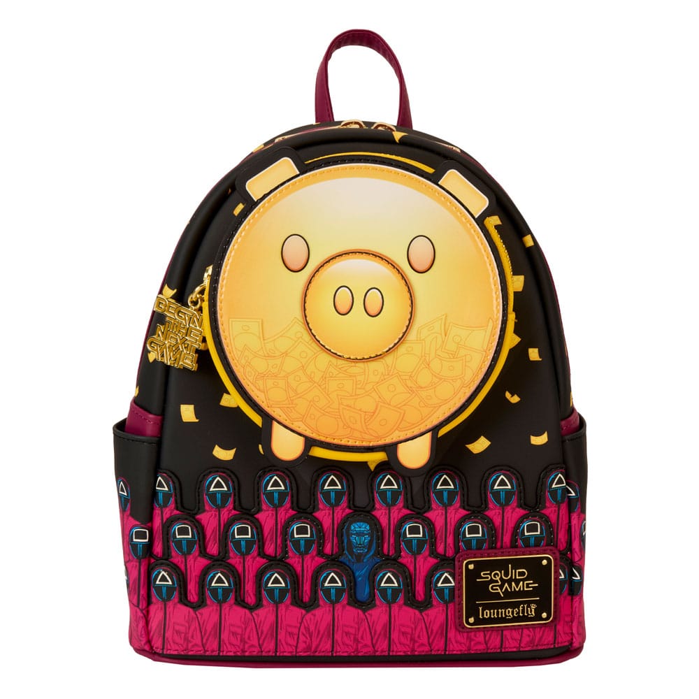 Squid Game Piggy Bank Masked Men Loungefly Glow Mini Backpack