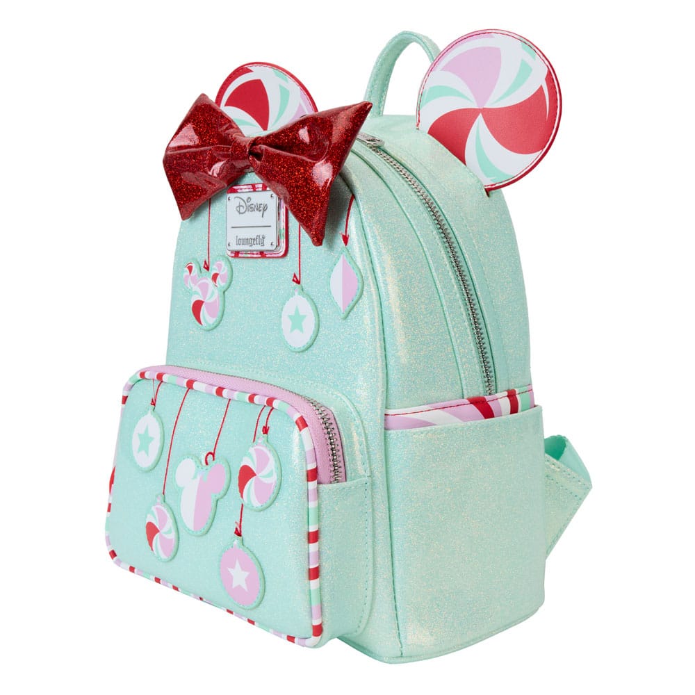 Loungefly Disney Minnie Holiday Peppermint Ornaments Mini Backpack