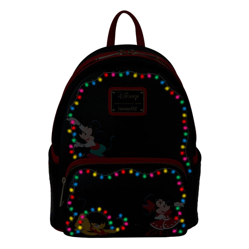 Loungefly Mickey & Friends Christmas Light Decorations Light Up Mini Backpack, alternate view