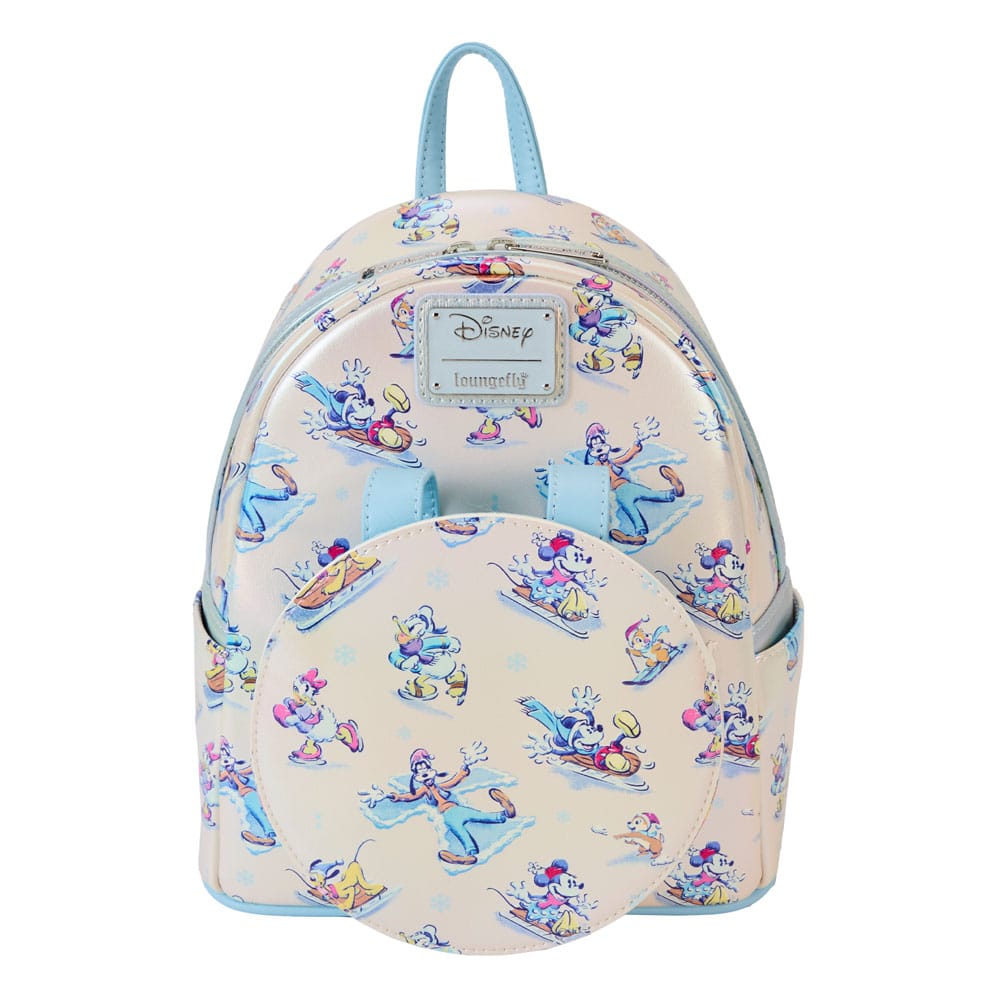 Loungefly Disney Mickey and Friends Winter Wonderland All Over Print Mini Backpack With Headband