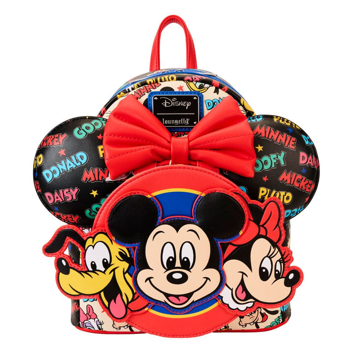 Mickey & Friends Classic All-Over Print Mini Loungefly Backpack With Ear Headband