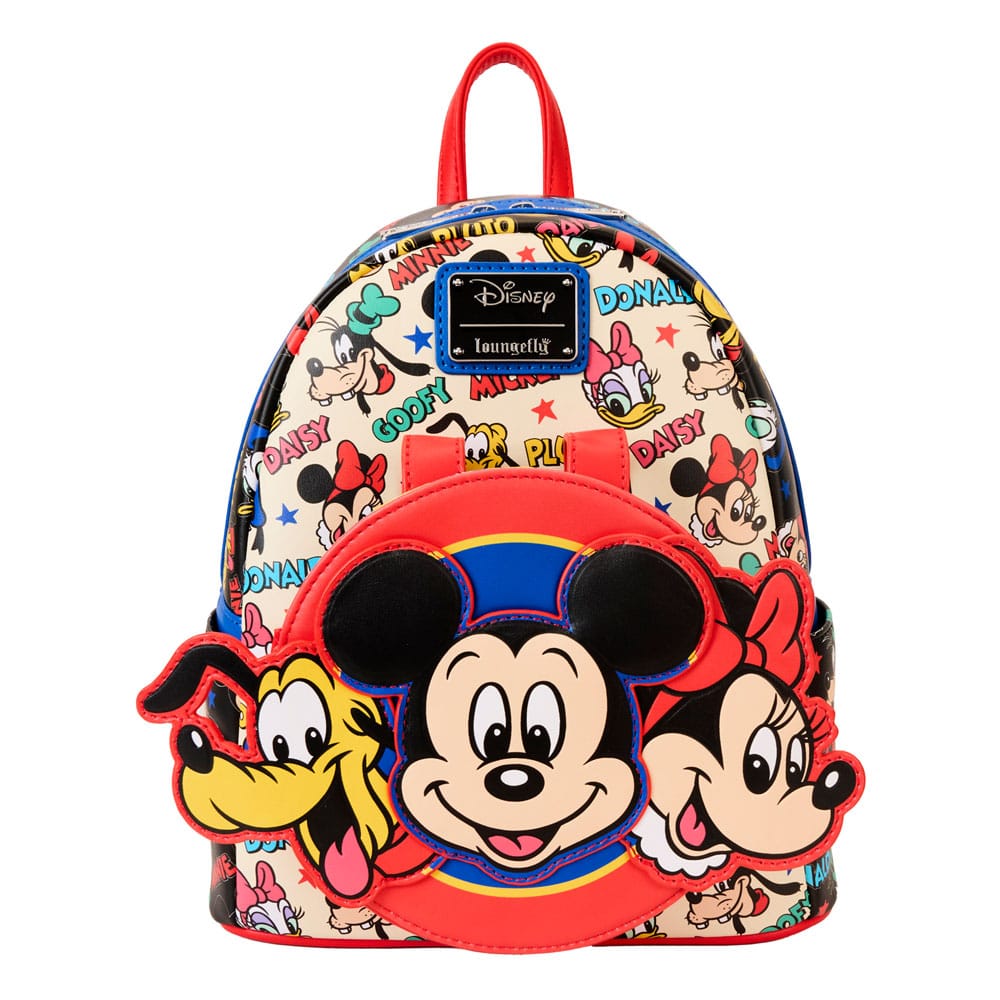 Mickey & Friends Classic All-Over Print Mini Loungefly Backpack With Ear Headband