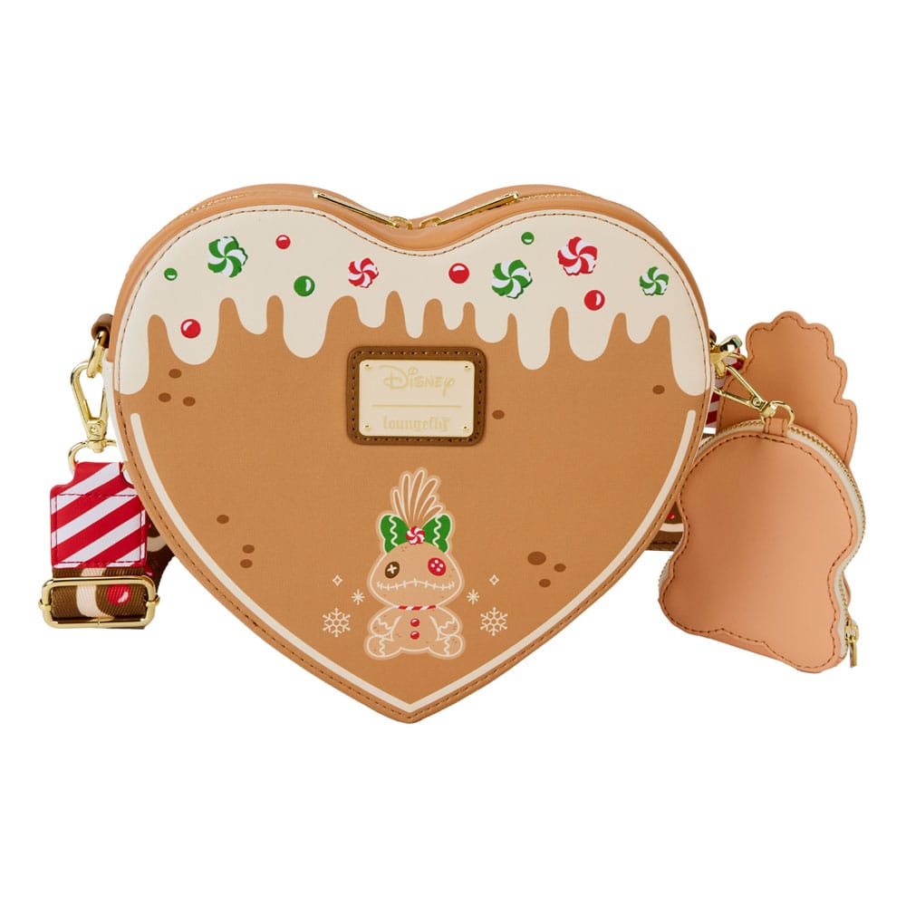 Loungefly Disney Lilo And Stitch Angel And Stitch Gingerbread Heart Crossbody Bag