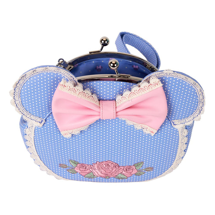 Disney Loungefly Minnie Mouse Floral and Lace Kisslock Crossbody Bag