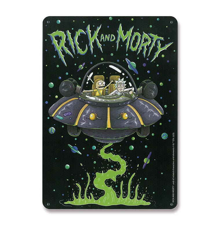Rick and Morty Spaceship Tin Sign 15 by 21 cm