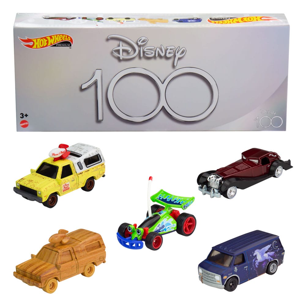 Disney 100th Anniversary Hot Wheels Premium Diecast 1/43 Scale Vehicles 5 Pack