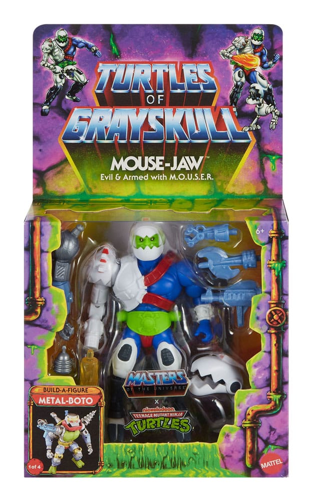 MOTU x TMNT Turtles of Grayskull Deluxe Mouse-Jaw Action Figure, side angle