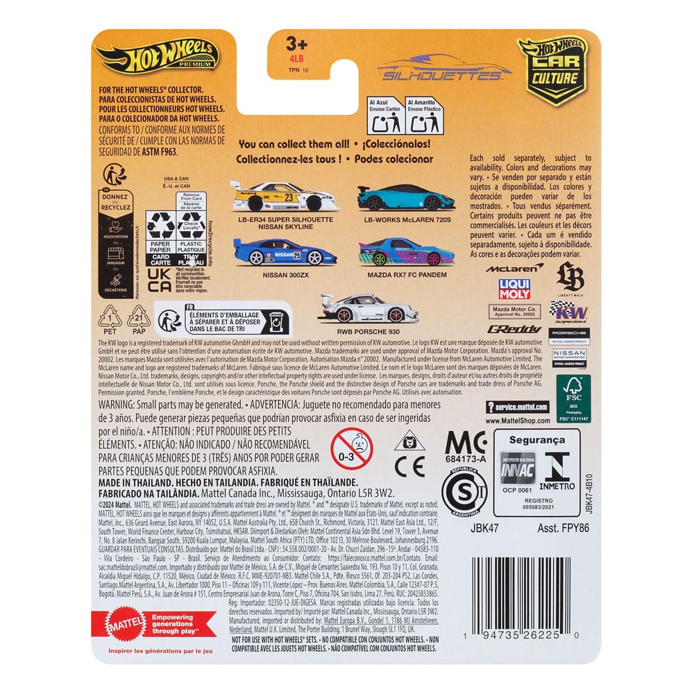 Hot Wheels McLaren 720S Car Culture Silhouettes Diecast Vehicle 164 Scale