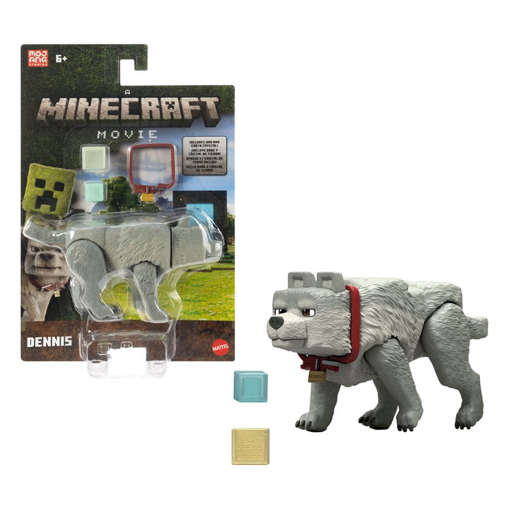 A Minecraft Movie Dennis The Wolf 3.25" Action Figure & Accessories