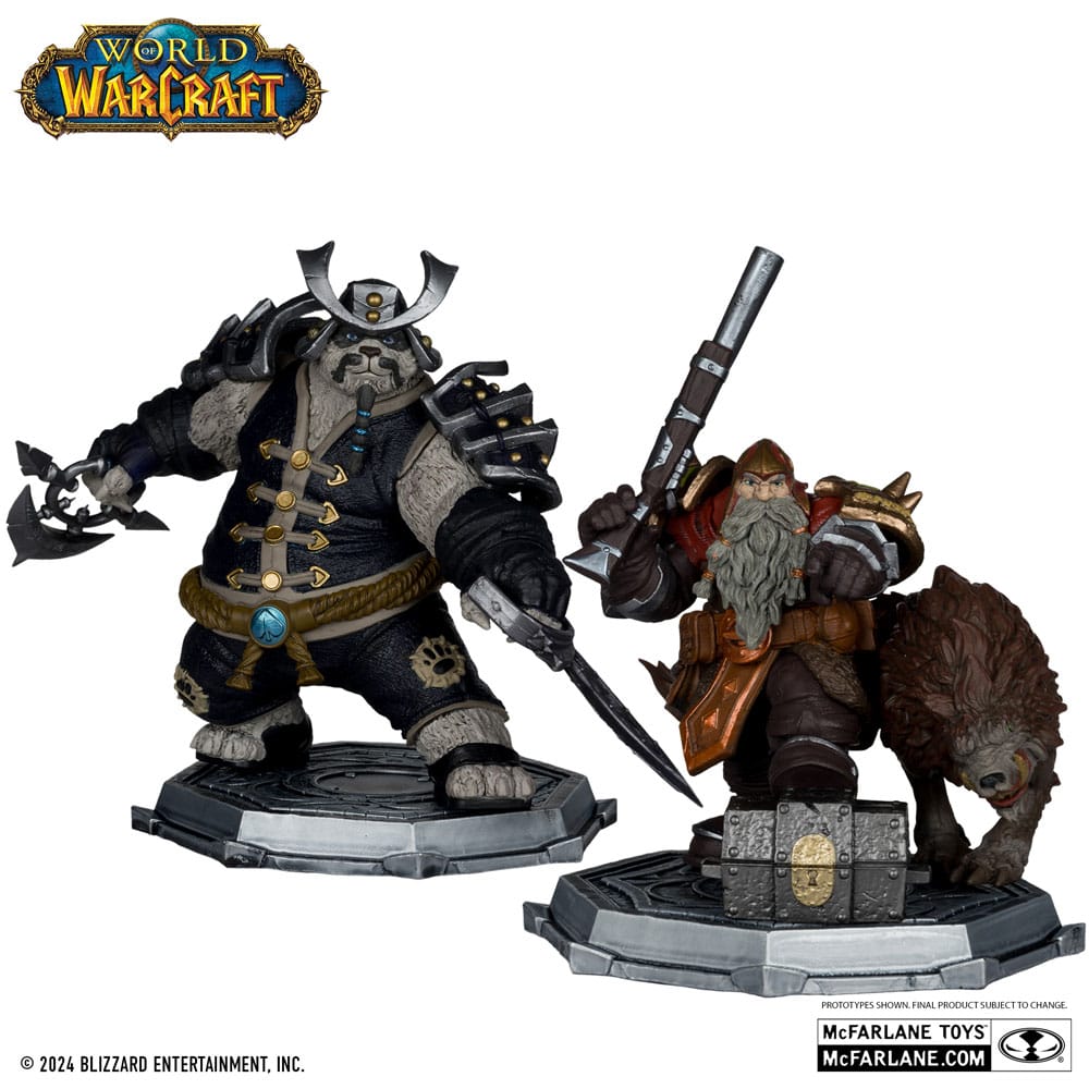 World of Warcraft Dwarf Hunter Beast Master and Pandaren Monk Gold Label 2 Pack PVC Statue 15 cm POP! Vinyl Figure
