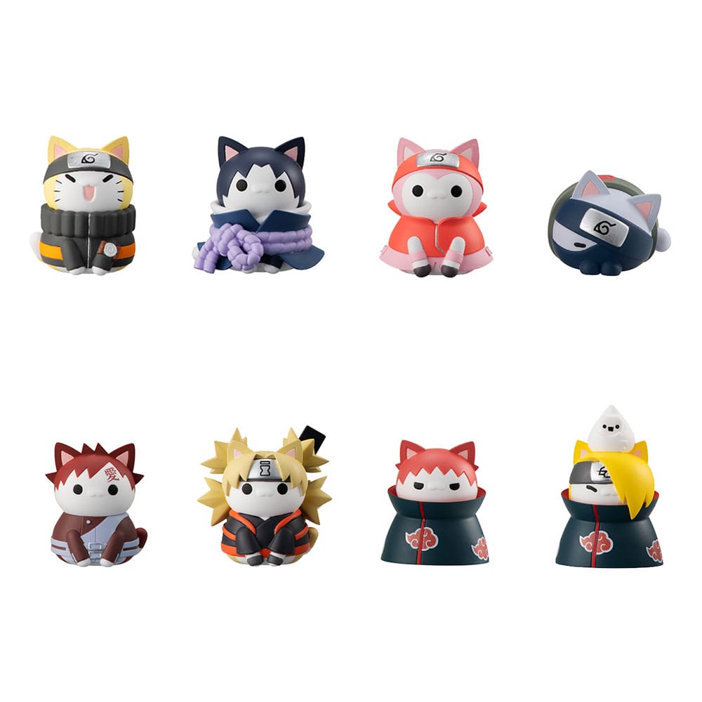 Mega Cat Project Nyaruto Battle with Akatsuki Ver Naruto Shippuden Trading Figure 3 cm Set of 8
