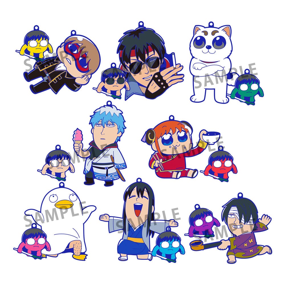 Okawabukubu Gintama Oshanti Buddycolle Rubber Mascot Charms 7 cm Set of 8