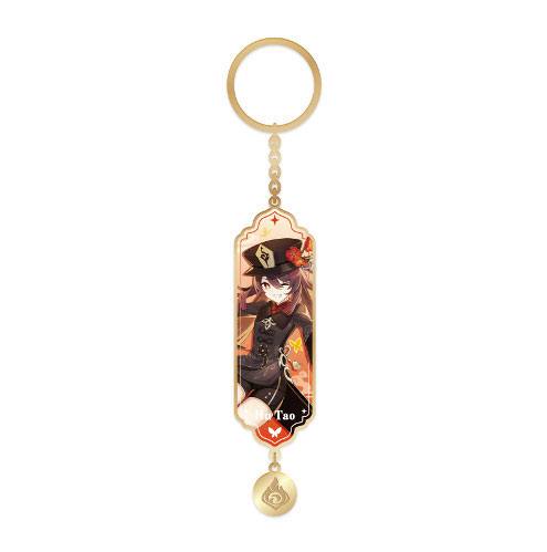 Genshin Impact Hu Tao Character Drawing Card Metal Keychain