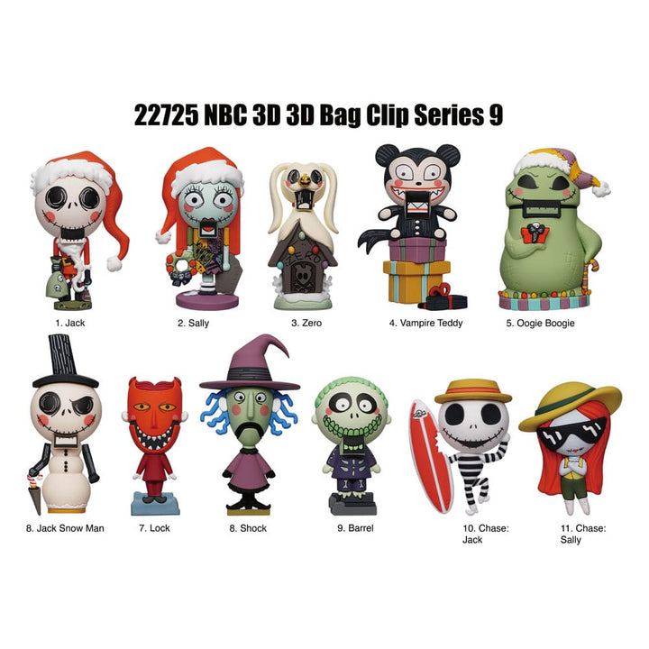 Nightmare Before Christmas Series 9 Glow in the Dark 3D PVC Bag Clips Display 24