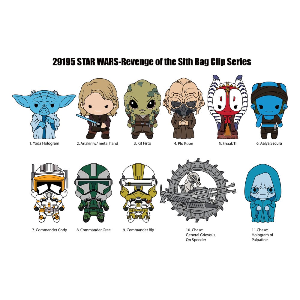Star Wars Episode III Revenge of the Sith Series 1 3D PVC Bag Clips Display 24