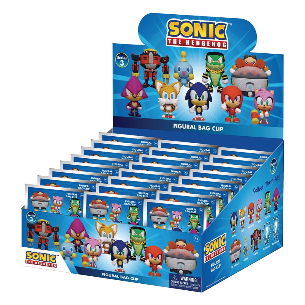 Sonic The Hedgehog Series 3 3D PVC Bag Clips Display Box of 24