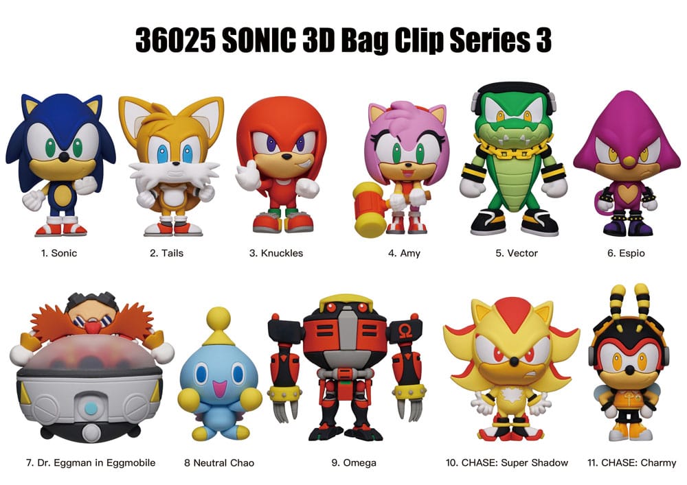 Sonic The Hedgehog Series 3 3D PVC Bag Clips Display Box of 24