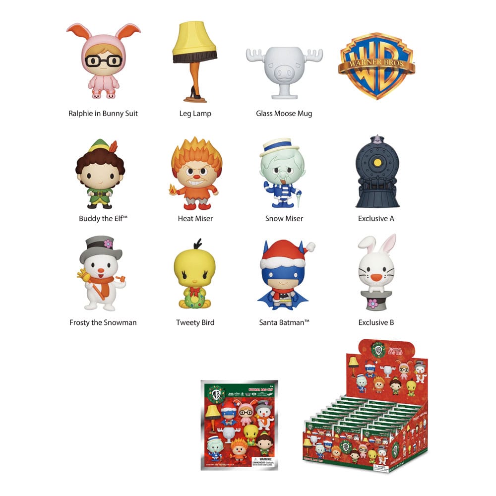 Warner Brothers WB Christmas Series 1 Warner Brothers 3D PVC Bag Clips Display 24 Pieces