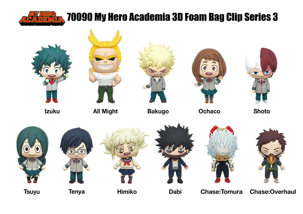 My Hero Academia Series 3 3D PVC Bag Clips Display Box of 24