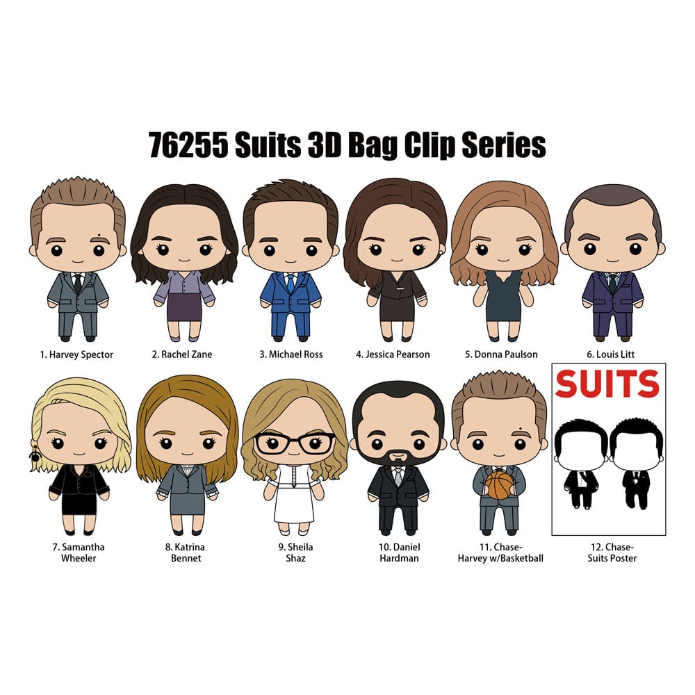 Suits 3D PVC Bag Clips Series 1 Display 24