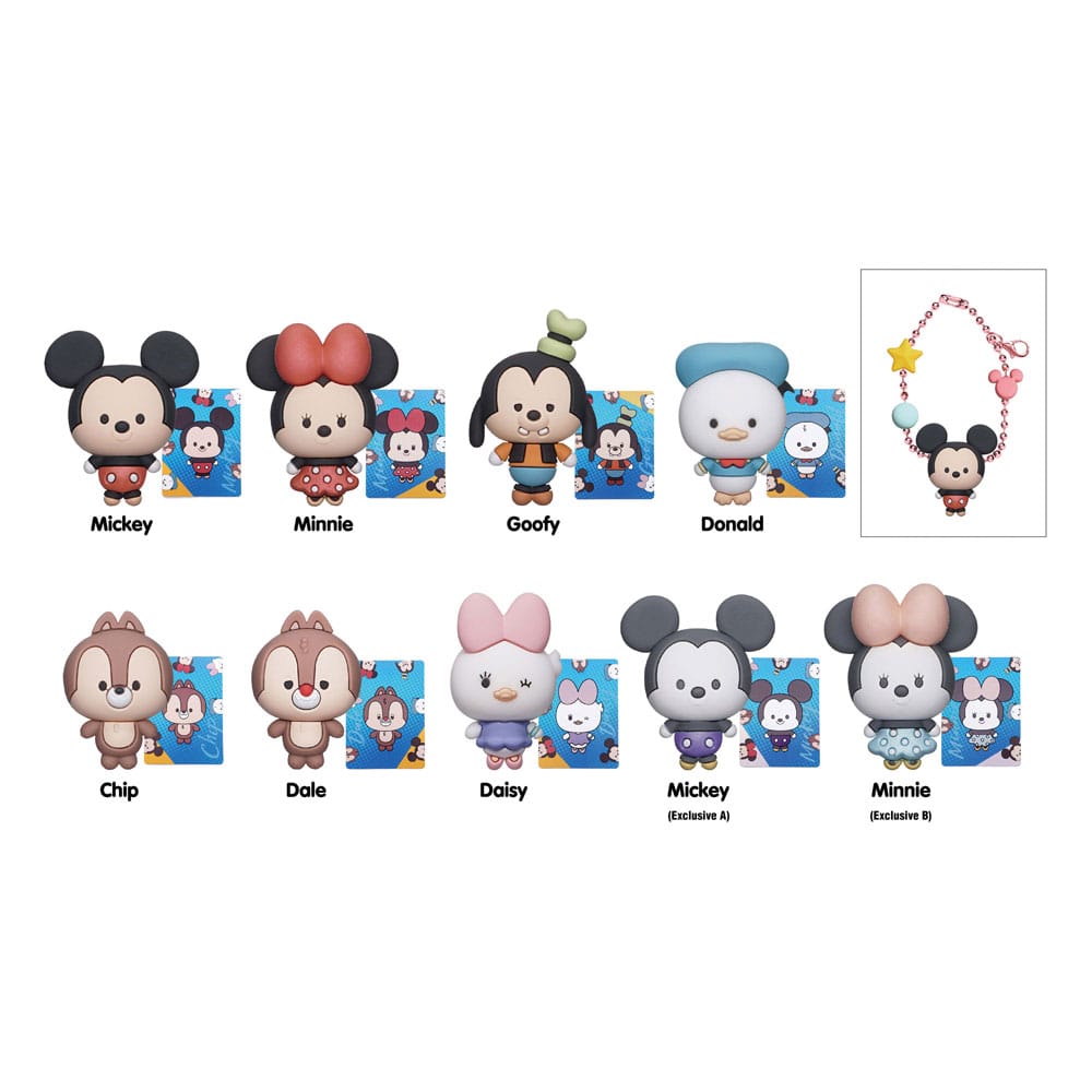 Disney Mickey and Friends Charm 3D PVC Bag Clips Display 24