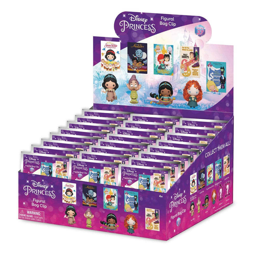 Disney Ultimate Princess Series 3D PVC Bag Clips Display 24 Pack