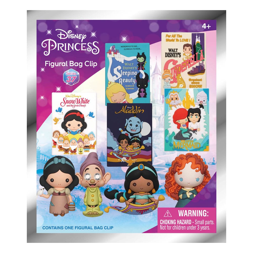 Disney Ultimate Princess Series 3D PVC Bag Clips Display 24 Pack