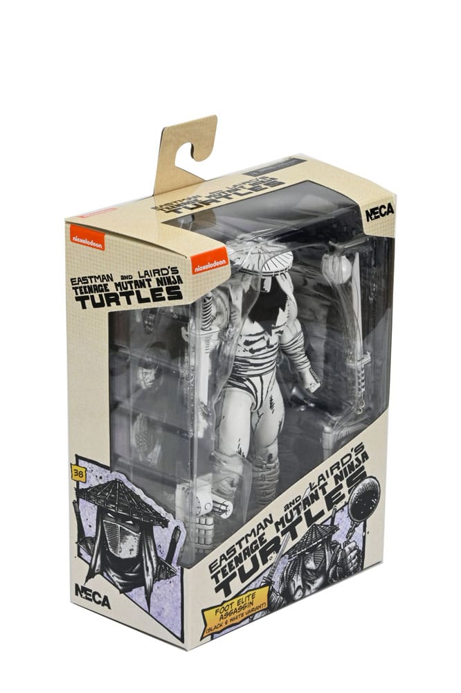 TMNT: (Mirage Comics) Foot Assassin Black & White 7 Scale Action Figure Teenage Mutant Ninja Turtles (Pre-Ord, packaging shot