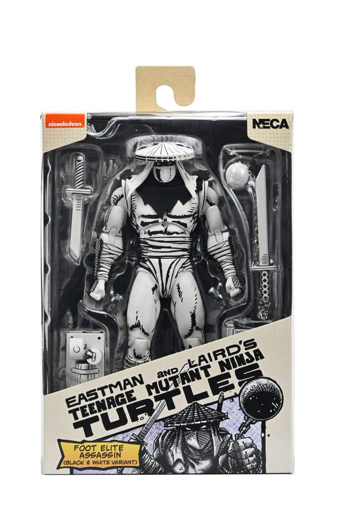 TMNT: (Mirage Comics) Foot Assassin Black & White 7 Scale Action Figure Teenage Mutant Ninja Turtles (Pre-Order S, side angle