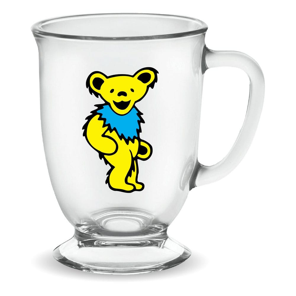 Grateful Dead Yellow Dancing Bear 16 Ounce Glass Cafe Mug