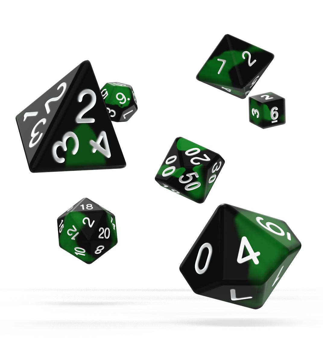 Oakie Doakie Dice RPG Glow in the Dark Biohazard Dice Set Pack of 7