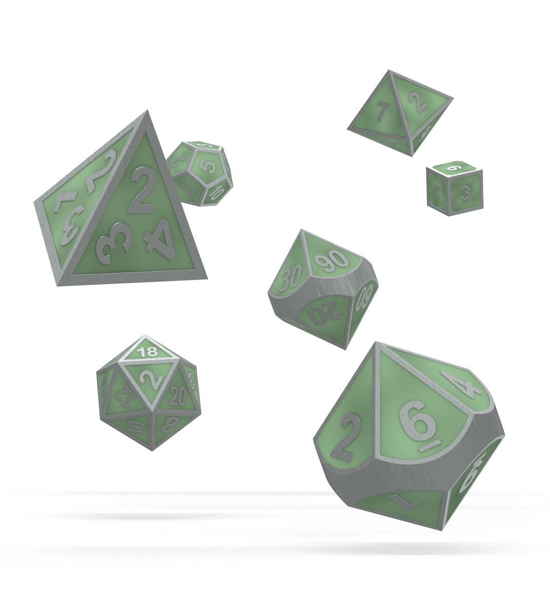 Oakie Doakie Dice RPG Glow in the Dark Metal Dice Set Druids Blaze Pack of 7