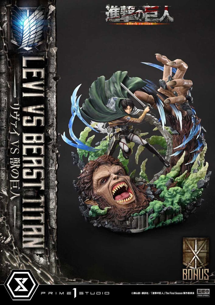 Attack on Titan Levi Versus Beast Titan Bonus Version Statue Ultimate Premium Masterline Series 73 cm