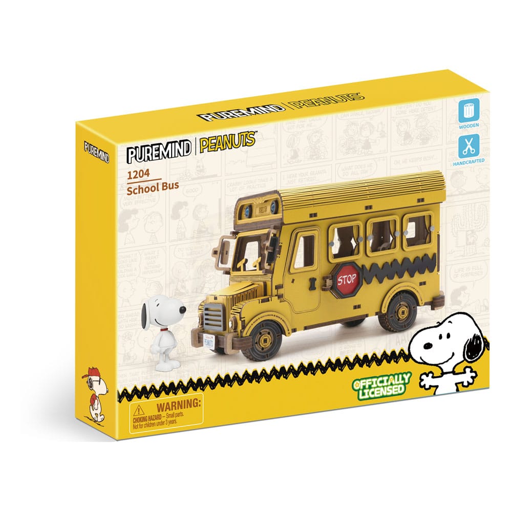 Peanuts Puremind Construction School Bus Model Kit