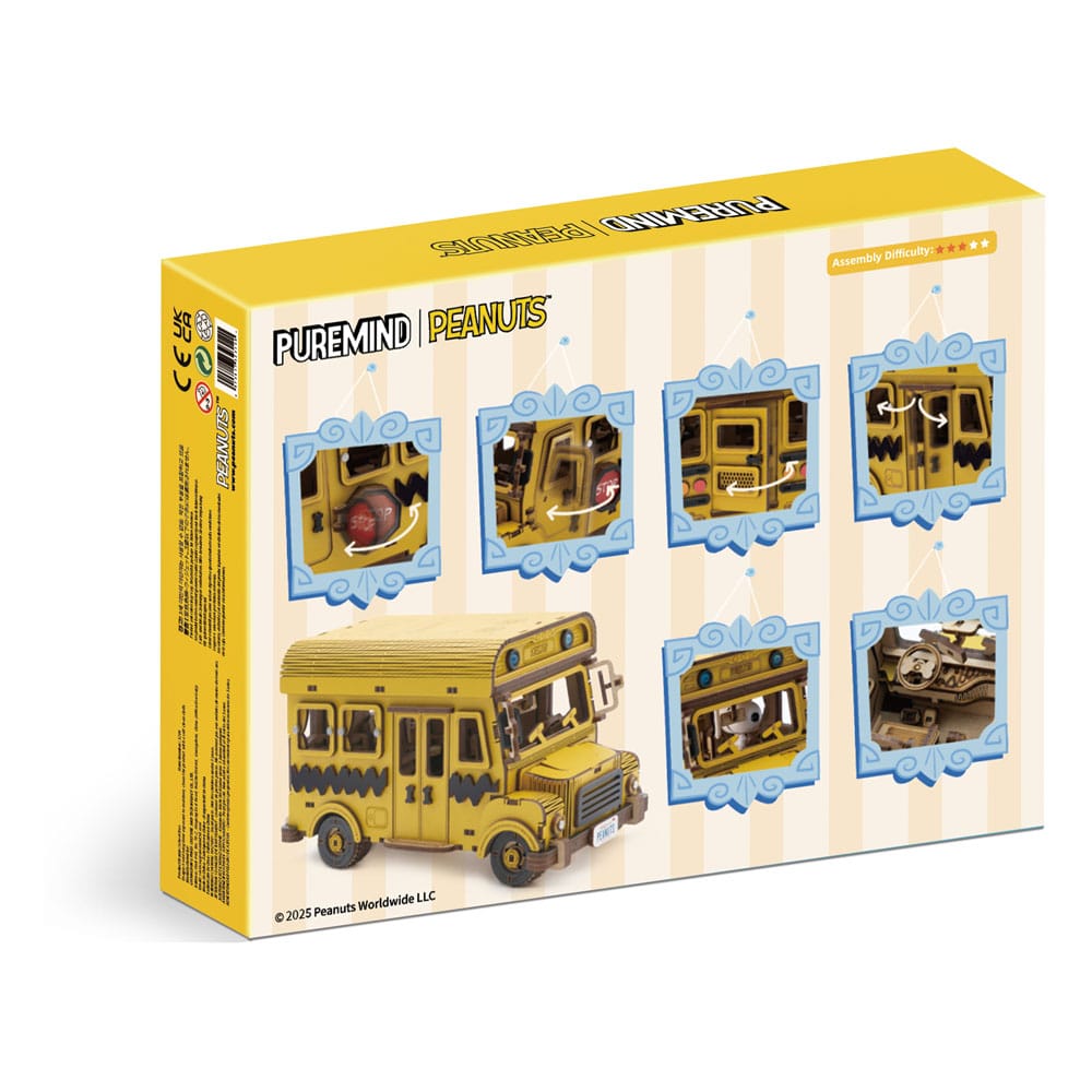 Peanuts Puremind Construction School Bus Model Kit