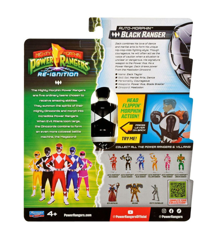 Mighty Morphin Power Rangers Auto-Morphin Black Ranger Action Figure