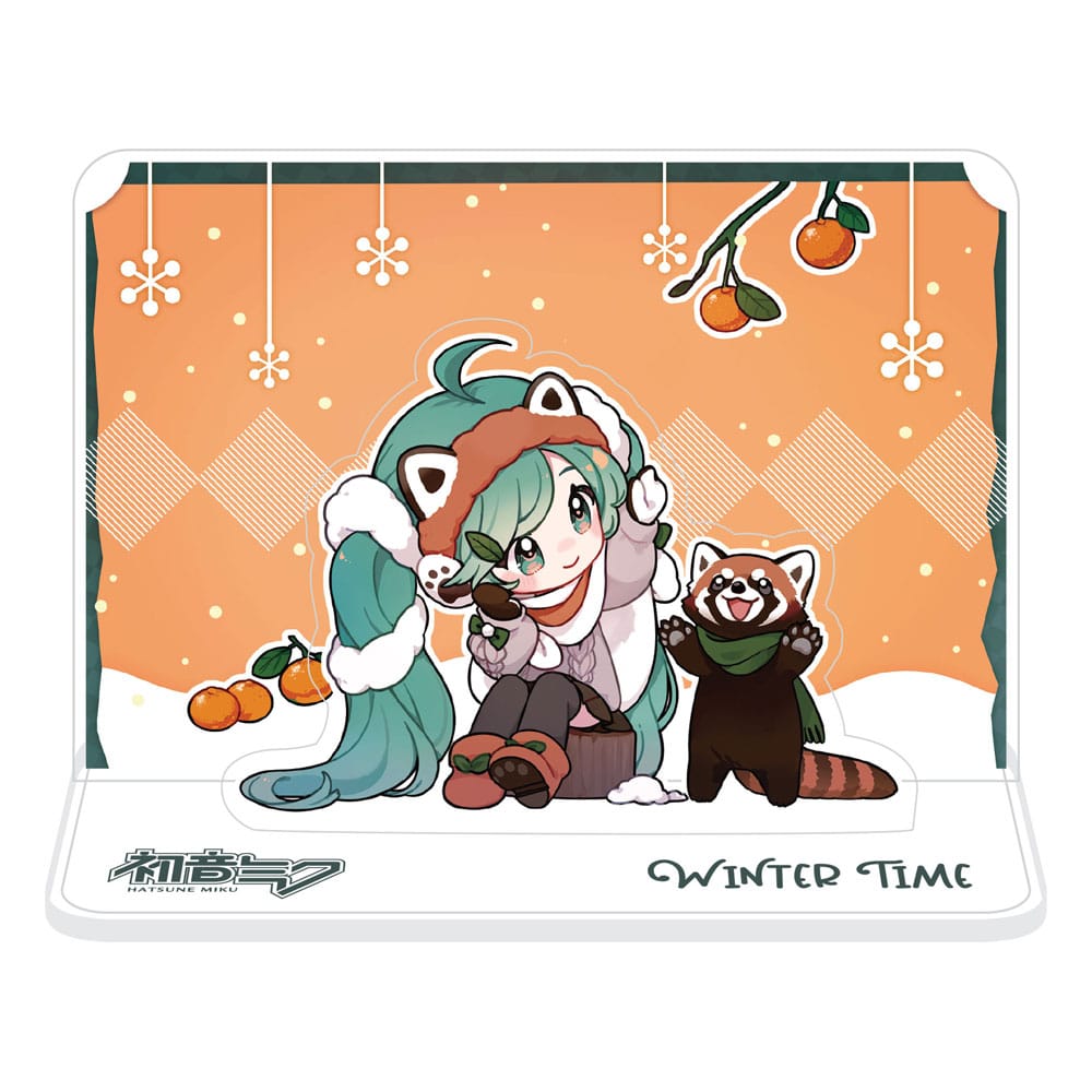 Hatsune Miku Miku and Red Panda Winter Time Acrylic Figure Standee Eleven Centimeters