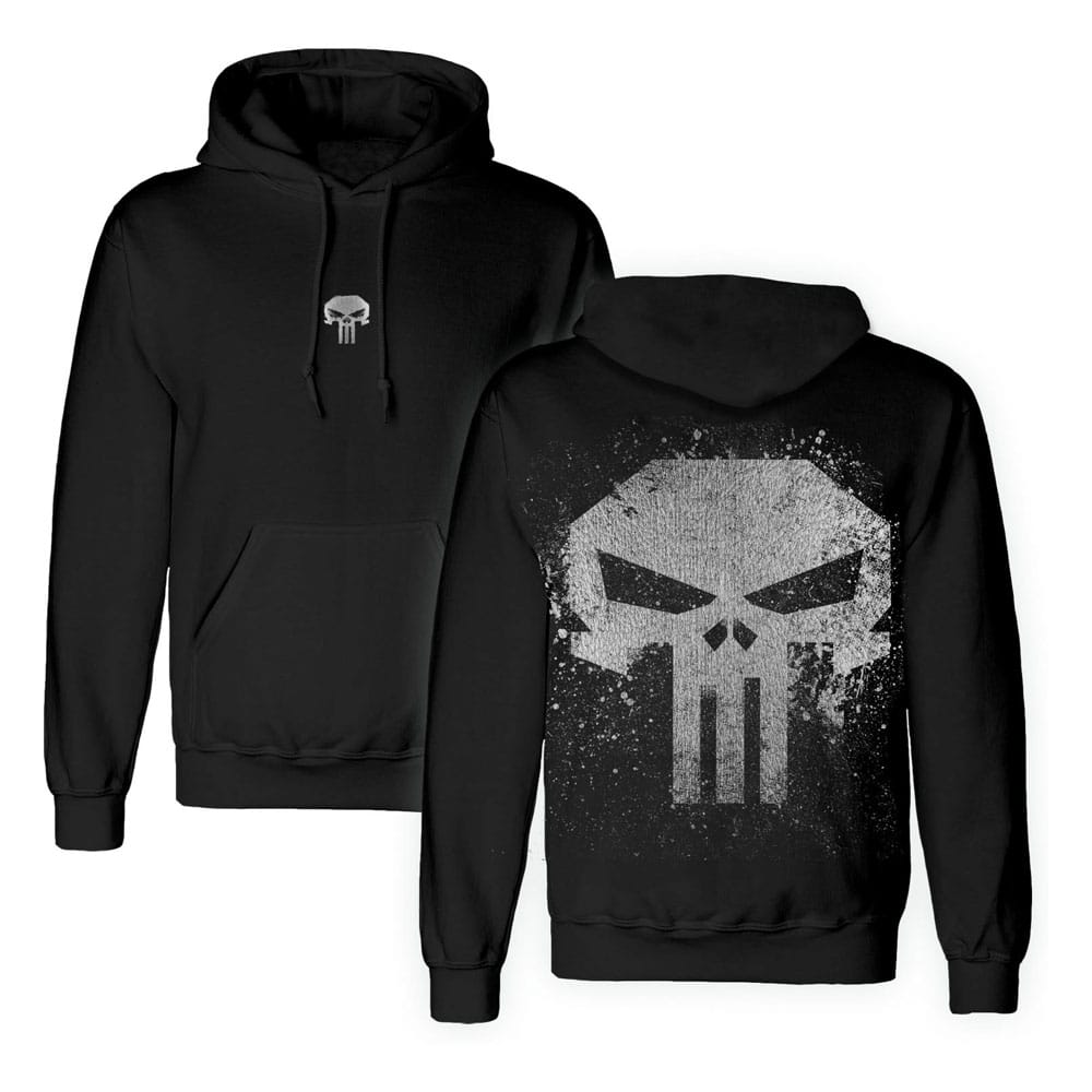 Punisher Skull Hooded Sweater with Metallic Ink Size L
