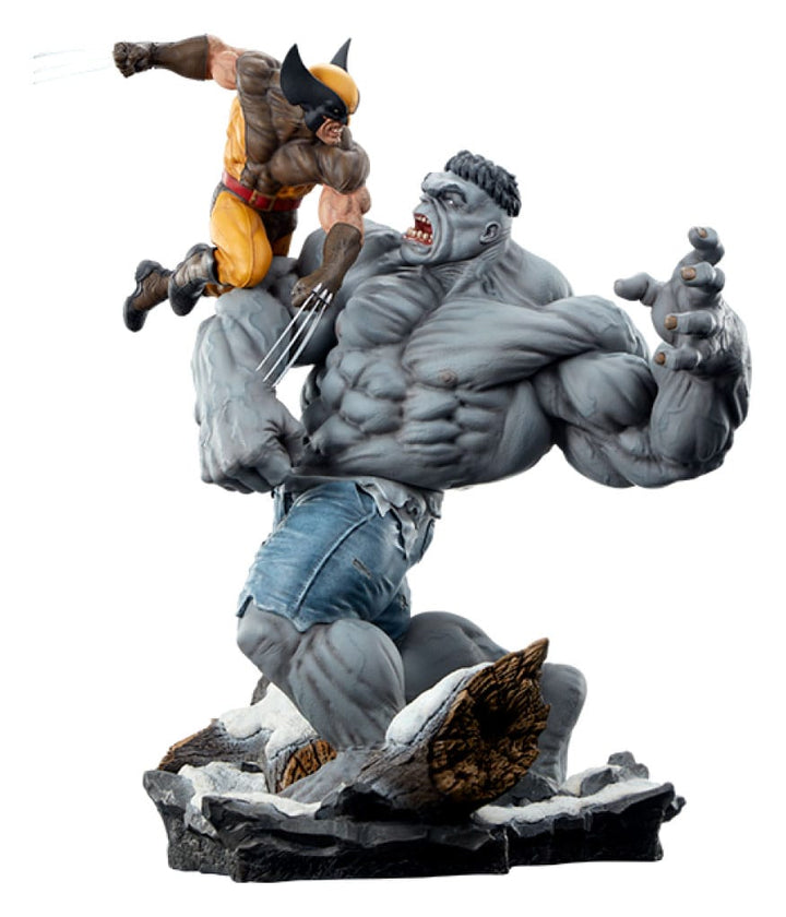 Sideshow Marvel Grey Hulk vs. Wolverine Maquette