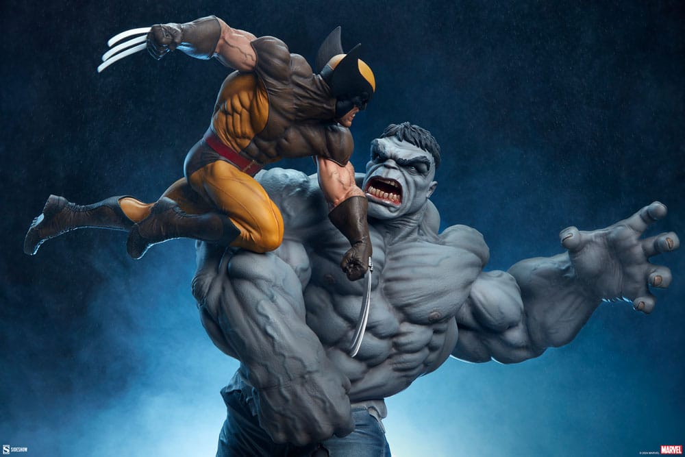 Sideshow Marvel Grey Hulk vs. Wolverine Maquette