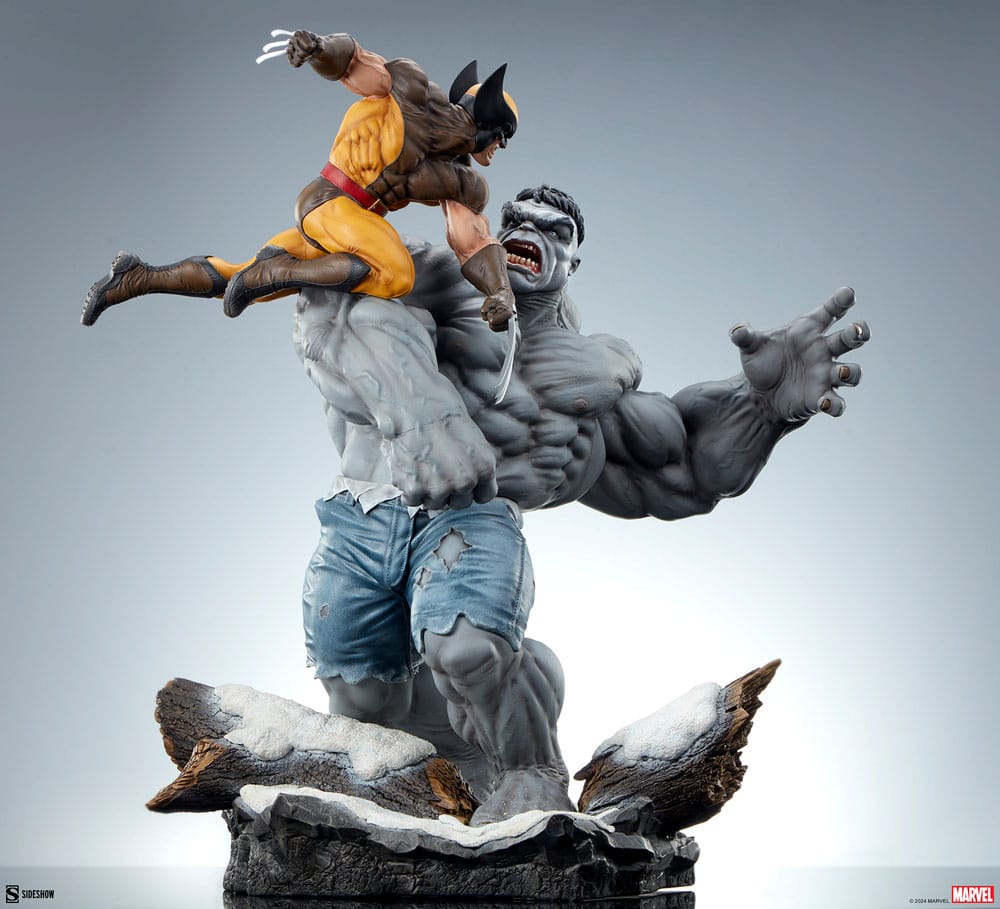 Sideshow Marvel Grey Hulk vs. Wolverine Maquette