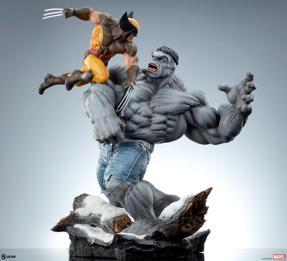 Sideshow Marvel Grey Hulk vs. Wolverine Maquette