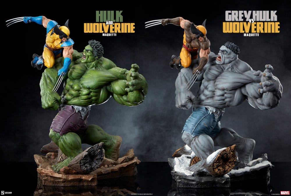 Sideshow Marvel Grey Hulk vs. Wolverine Maquette