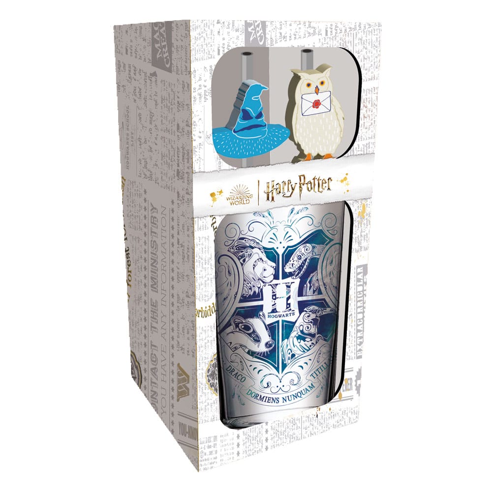 Harry Potter Hogwarts Glass Tumbler with Straws 485 ml