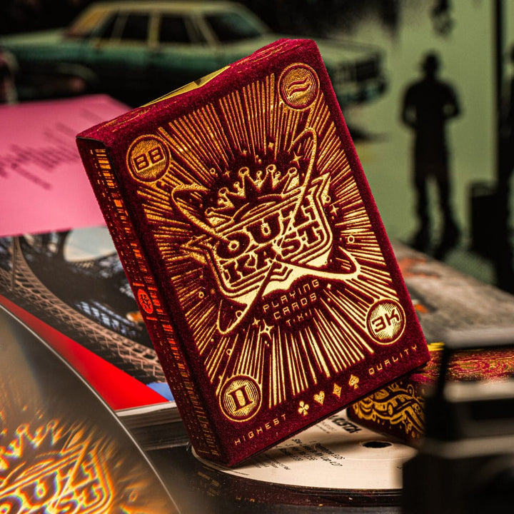 Outcast Red Velvet & Gold Playing Cards