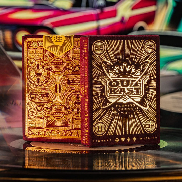 Outcast Red Velvet & Gold Playing Cards