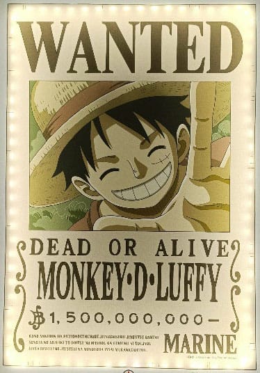 One Piece Luffy Wanted LED Wall Lamp 30 cm
