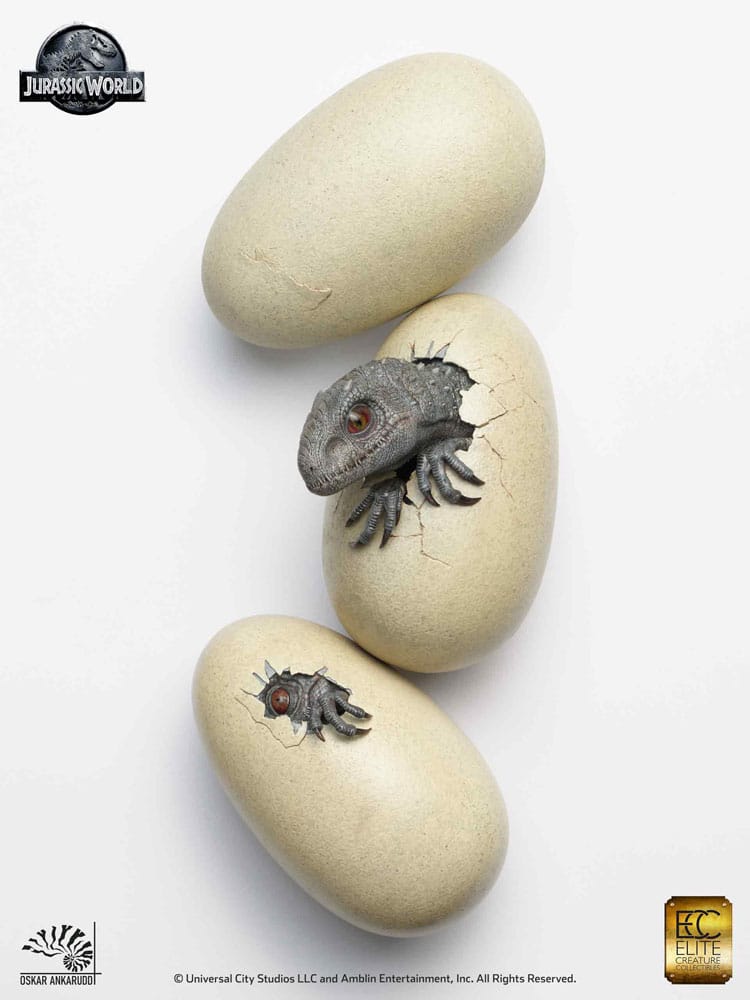 Jurassic World Indominus Rex Jurassic World Set of 3 Statues Hatching 1 2 Scale 13 cm