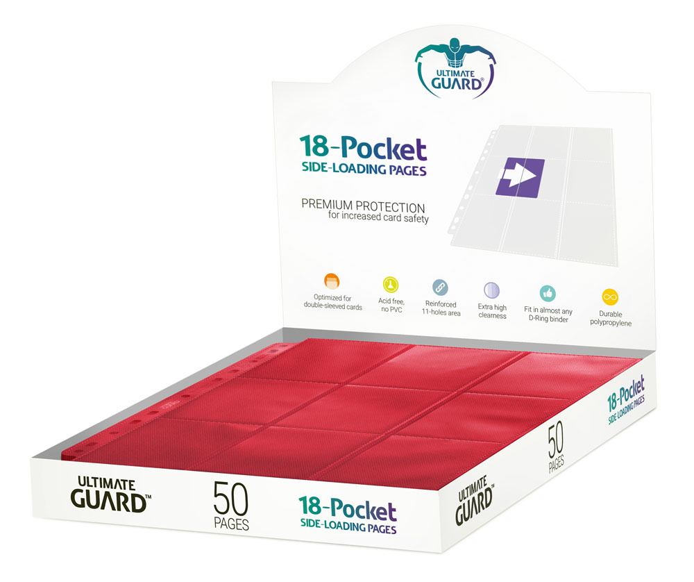 Ultimate Guard Eighteen Pocket Side Loading Pages Fifty Pack Red