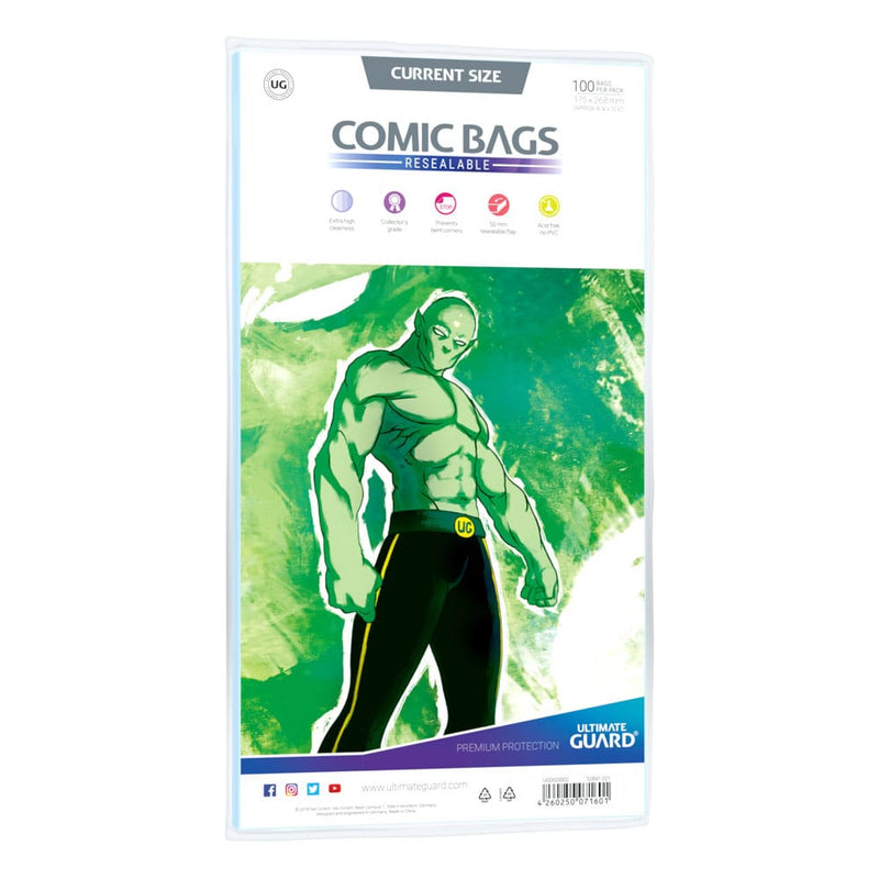 Ultimate Guard Comic Bags Resealable Current Size 100 Pack